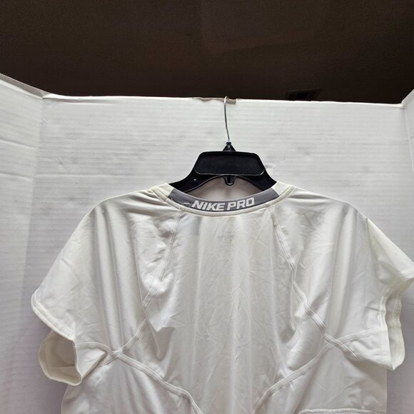 Nike Pro Athletic Compression Shirt Pads Rib Short Sleeve White XXL - Picture 9 of 9